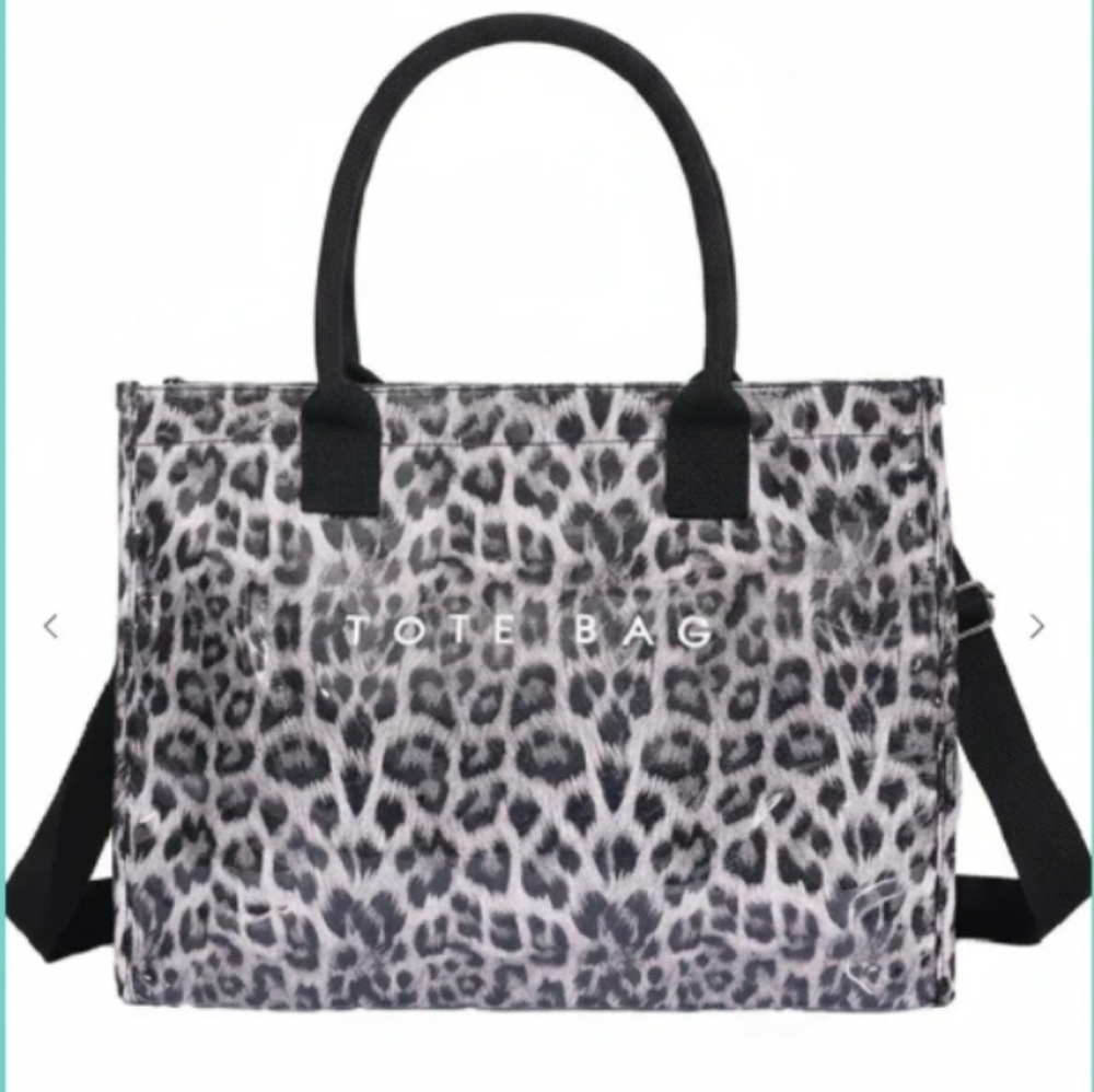 BLEACHER BLING-Leopard Print Crossbody/Tote Bag -🖤🩶